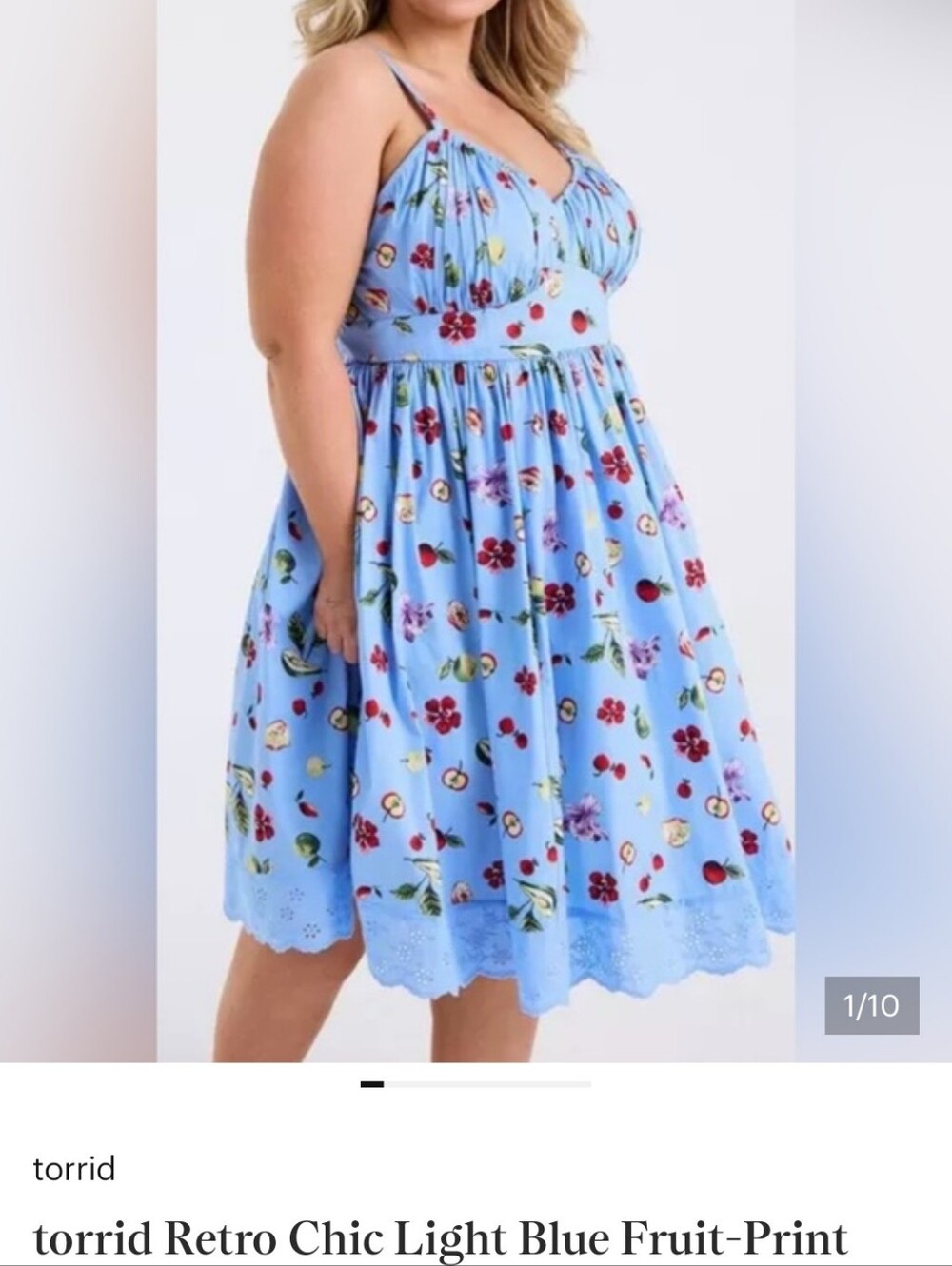 torrid Light Blue Floral & Fruit Print Asymmetrical Sundress